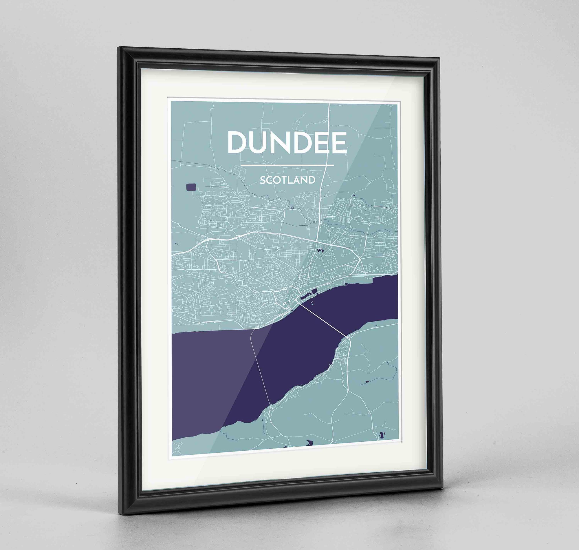 Framed Dundee Map Art Print 24x36" Traditional Black frame Point Two Design Group