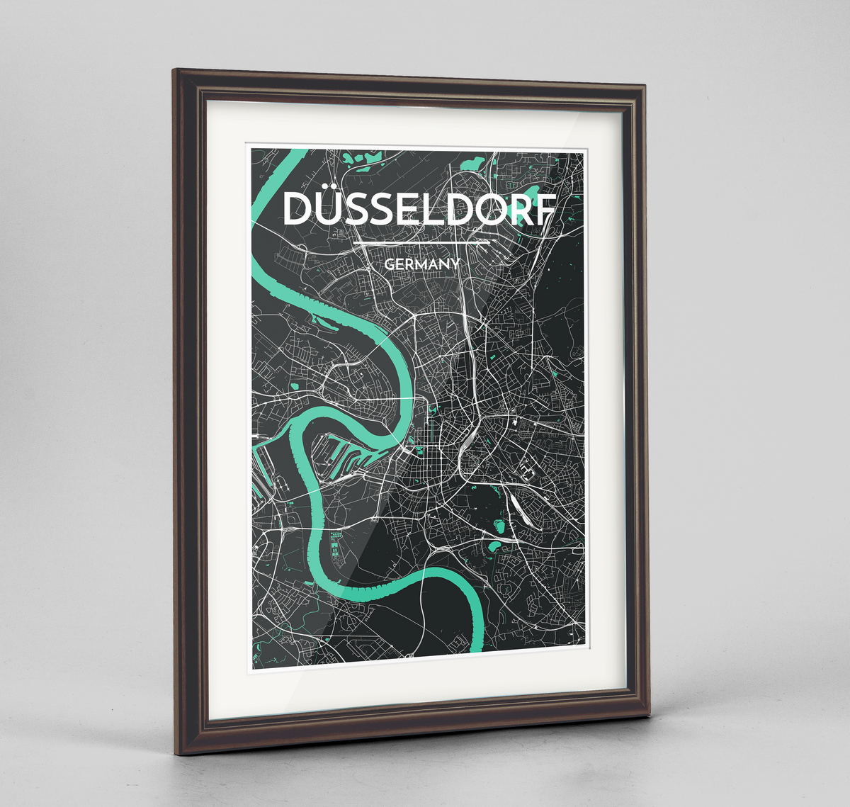 Dusseldorf Map Art Print - Framed