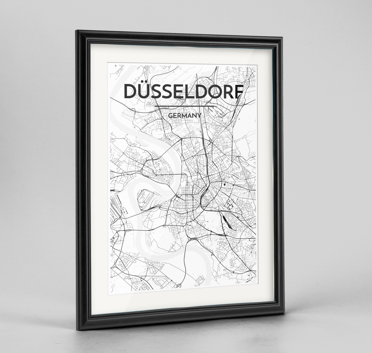 Dusseldorf Map Art Print - Framed