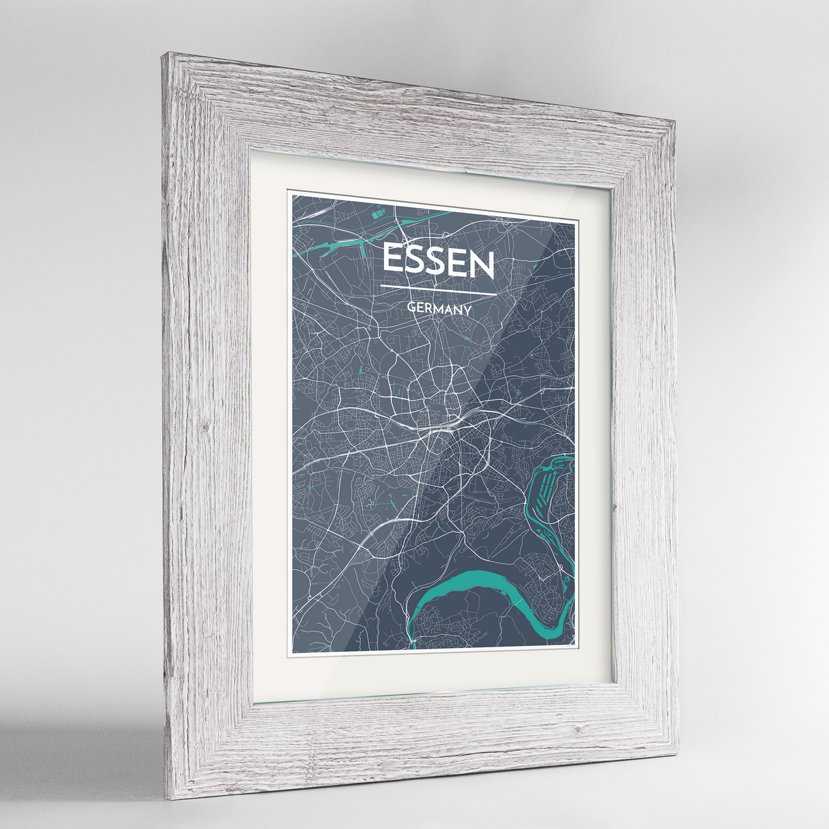 Essen Map Art Print - Framed
