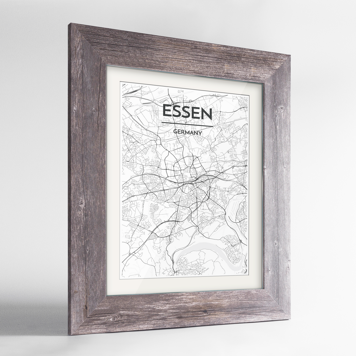 Essen Map Art Print - Framed
