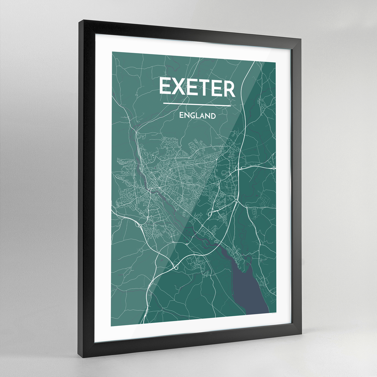 Framed Exeter Map Art Print - Point Two Design