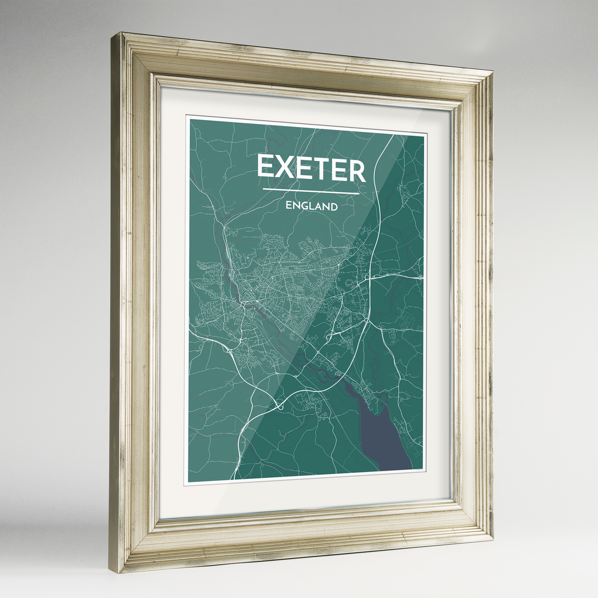 Exeter Map Art Print - Framed