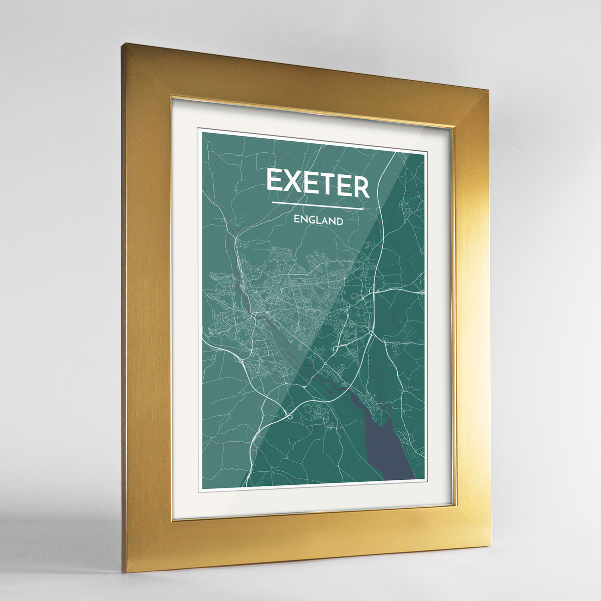 Exeter Map Art Print - Framed