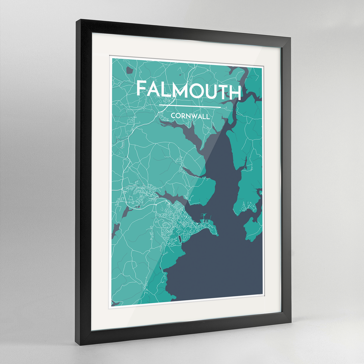 Falmouth Map Art Print - Framed
