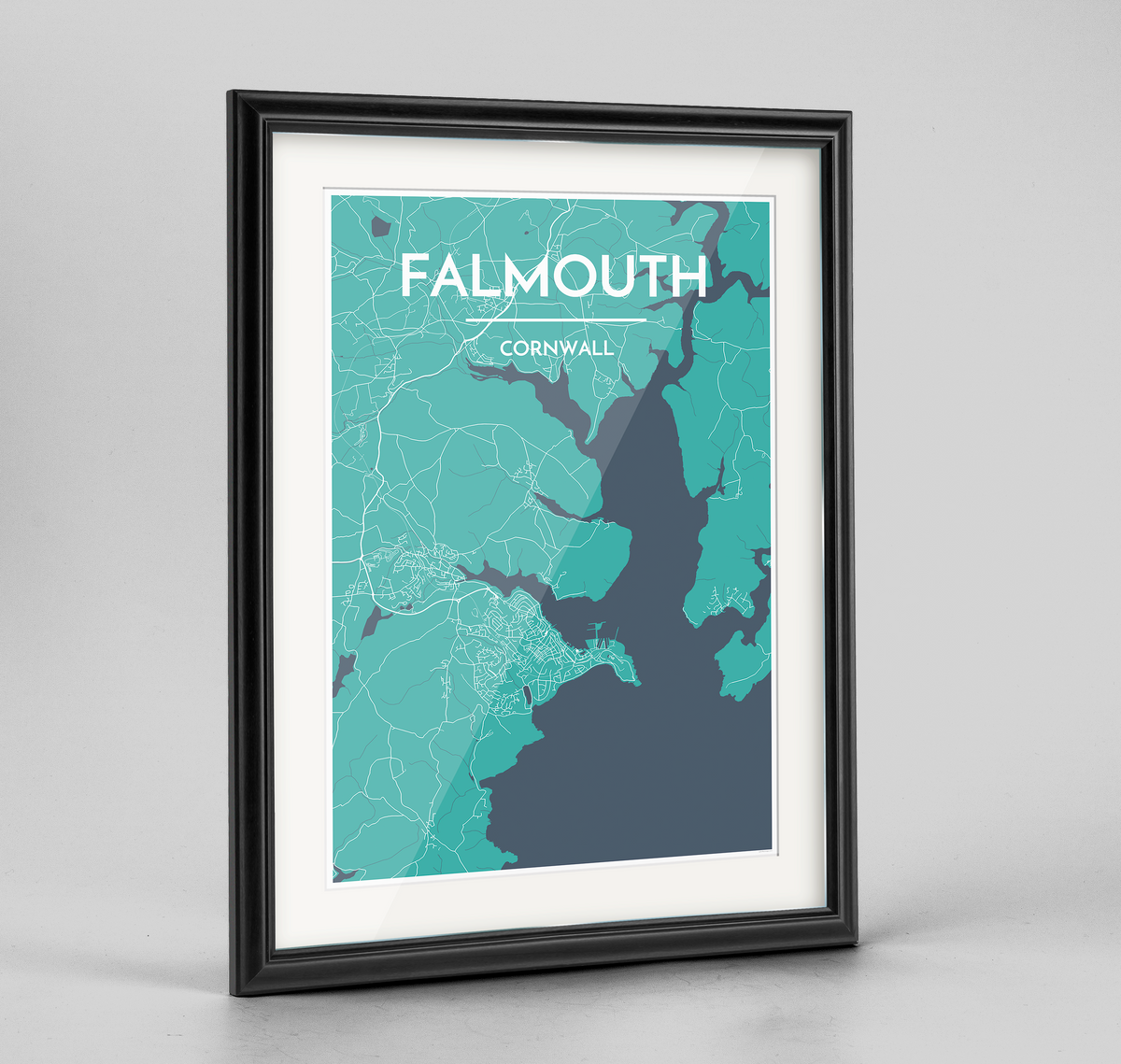 Framed Falmouth Map Art Print - Point Two Design