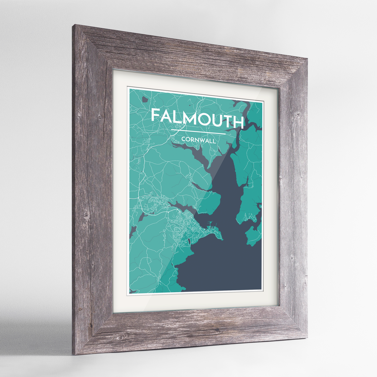 Falmouth Map Art Print - Framed