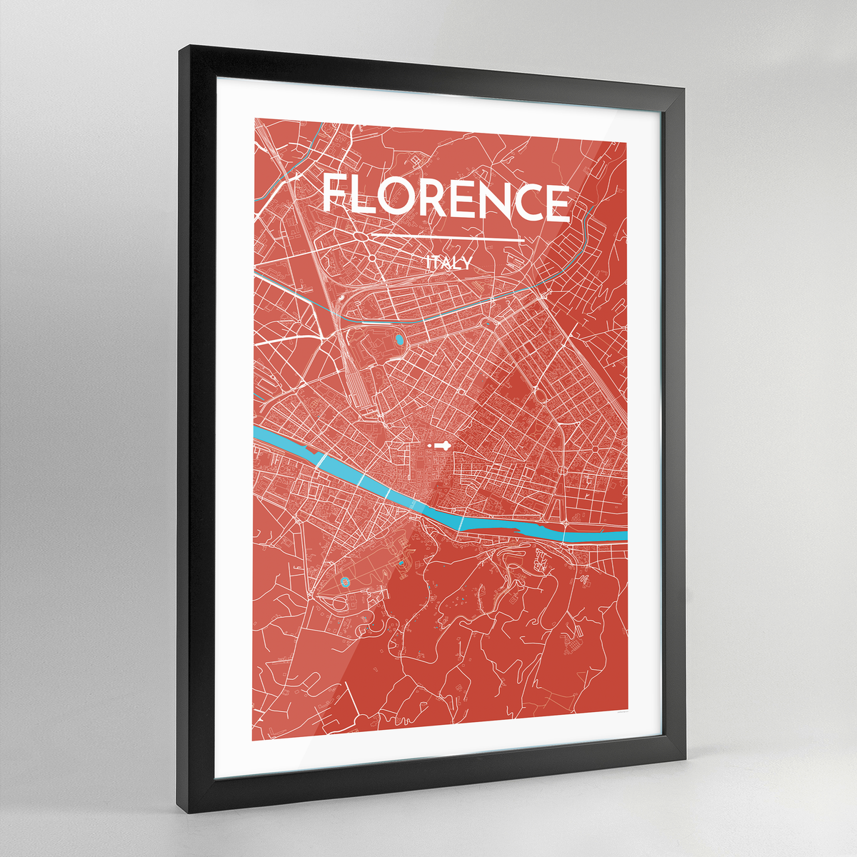Framed Florence Map Art Print - Point Two Design