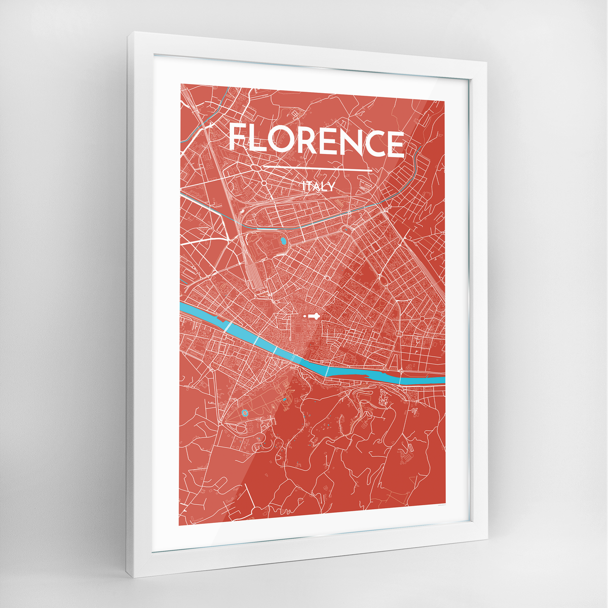Florence Map Art Print - Framed