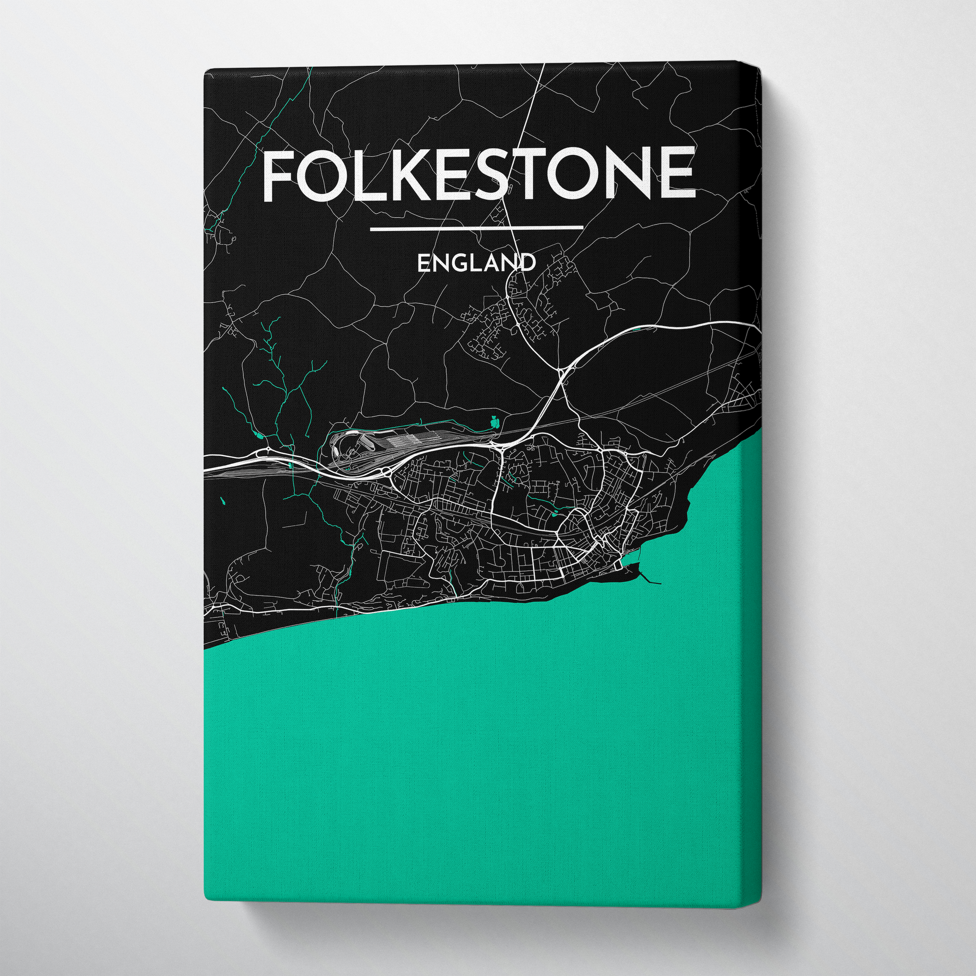 Folkeston Map Canvas Wrap - Point Two Design