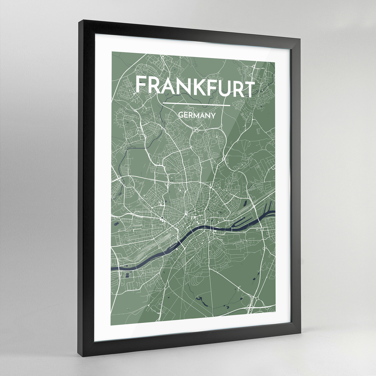 Framed Frankfurt Map Art Print - Point Two Design