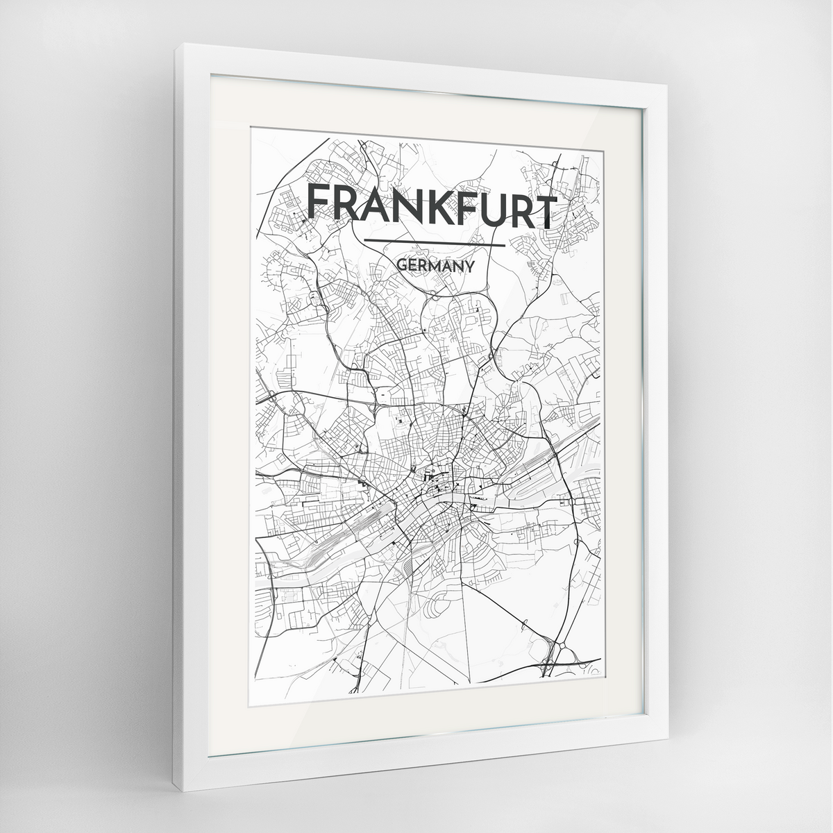 Frankfurt Map Art Print - Framed