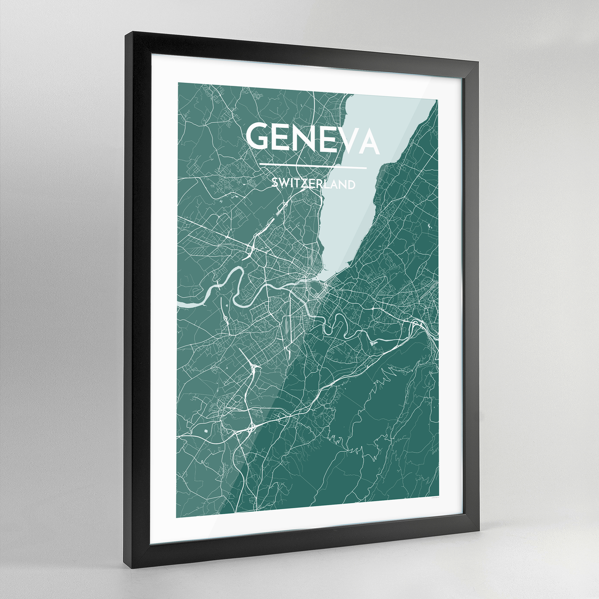 Framed Geneva City Map Art Print - Point Two Design