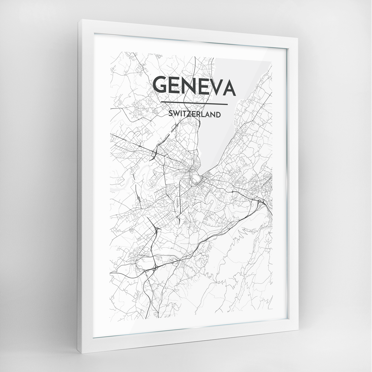 Geneva Map Art Print - Framed