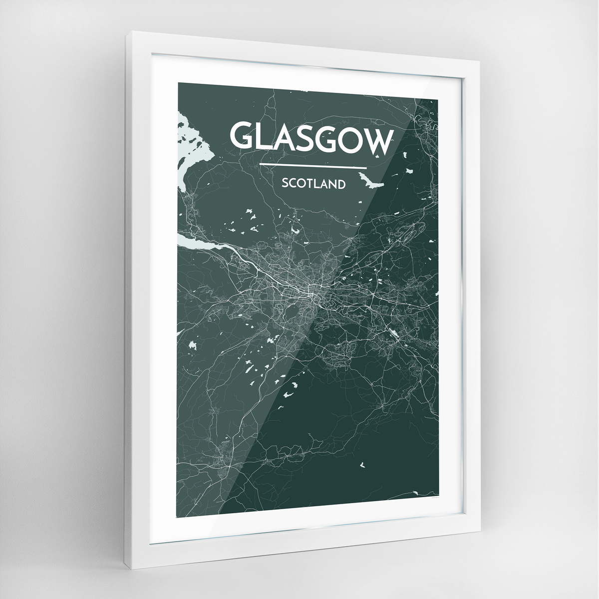 Glasgow Map Art Print - Framed