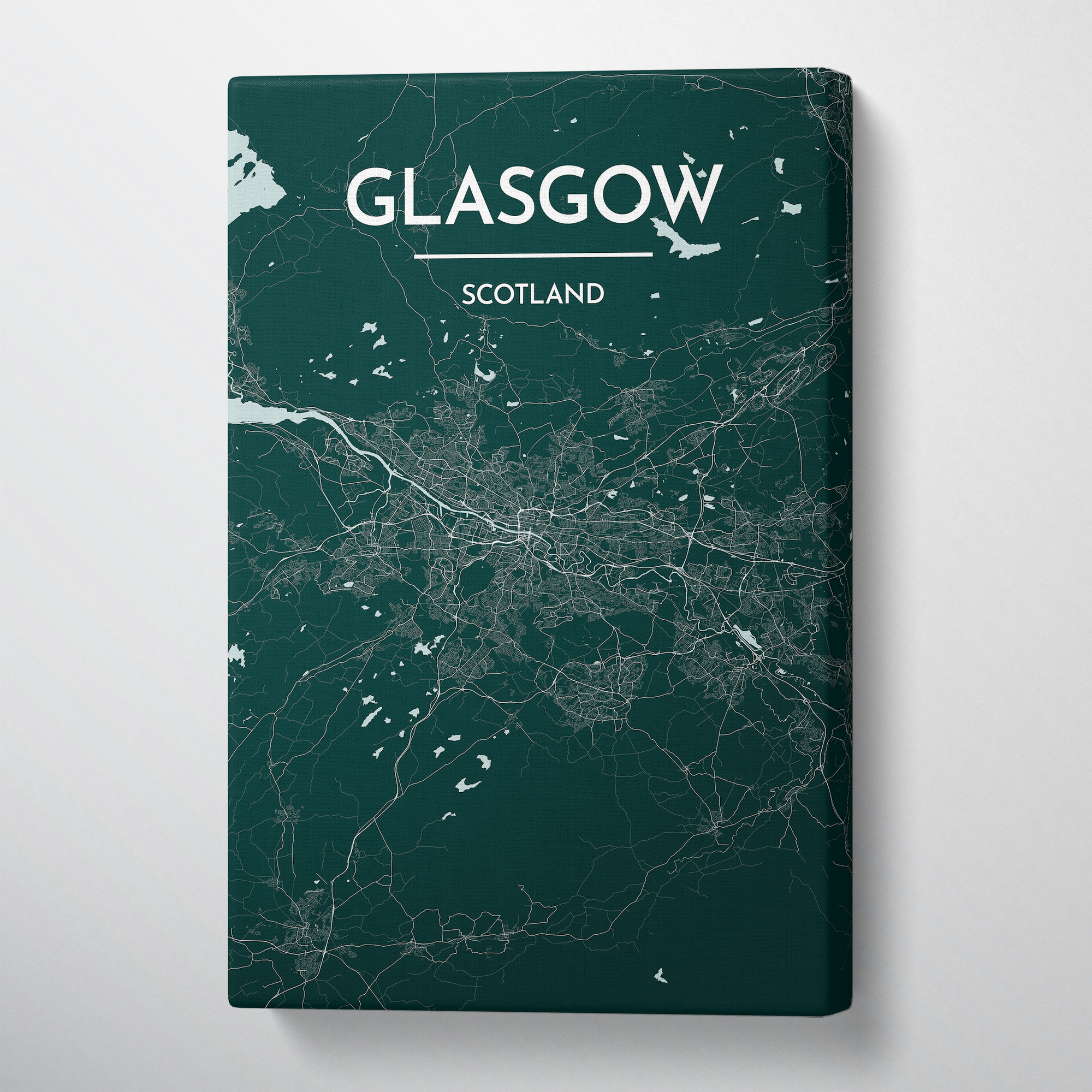 Glasgow City Map Canvas Wrap - Point Two Design
