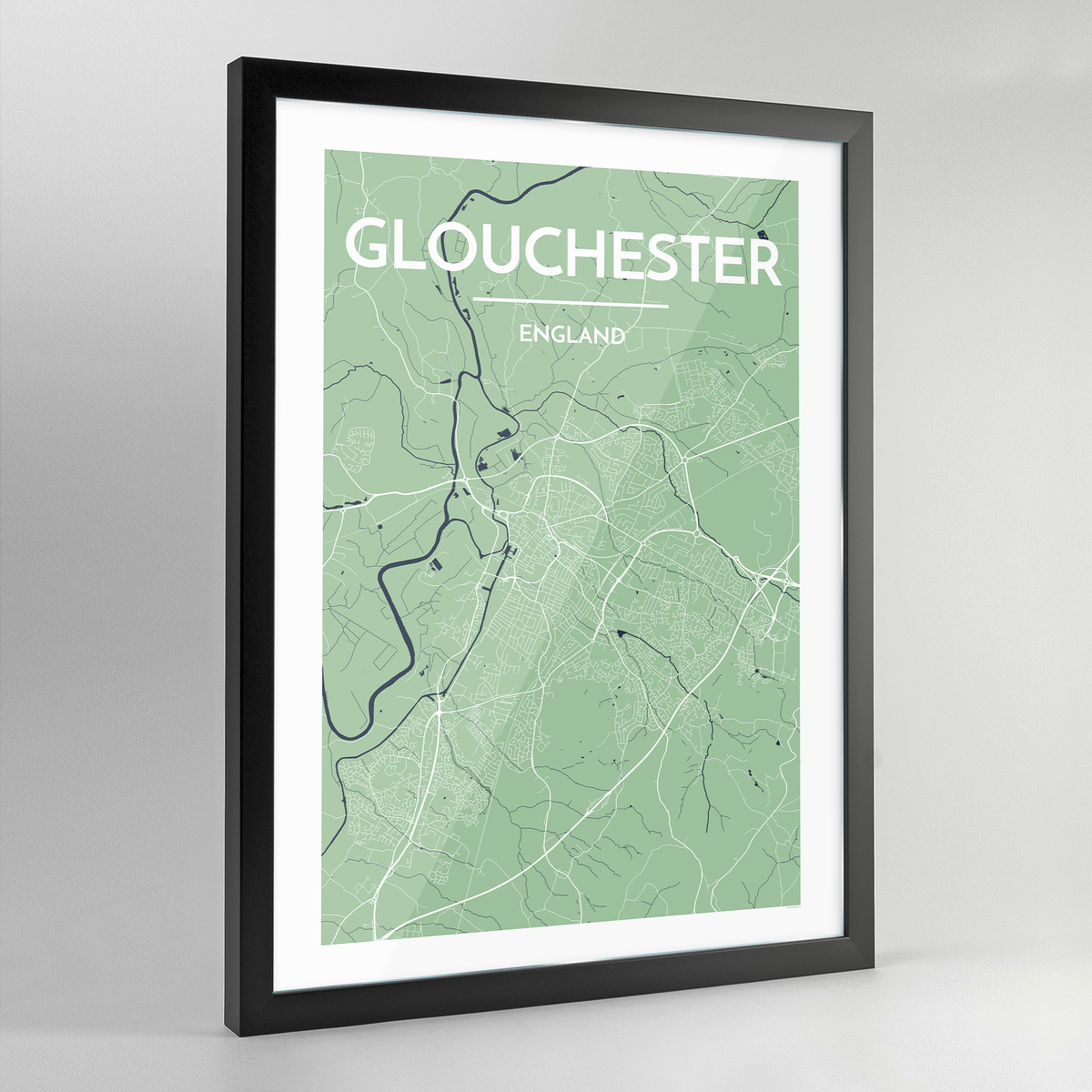 Framed Glouchester City Map Art Print - Point Two Design