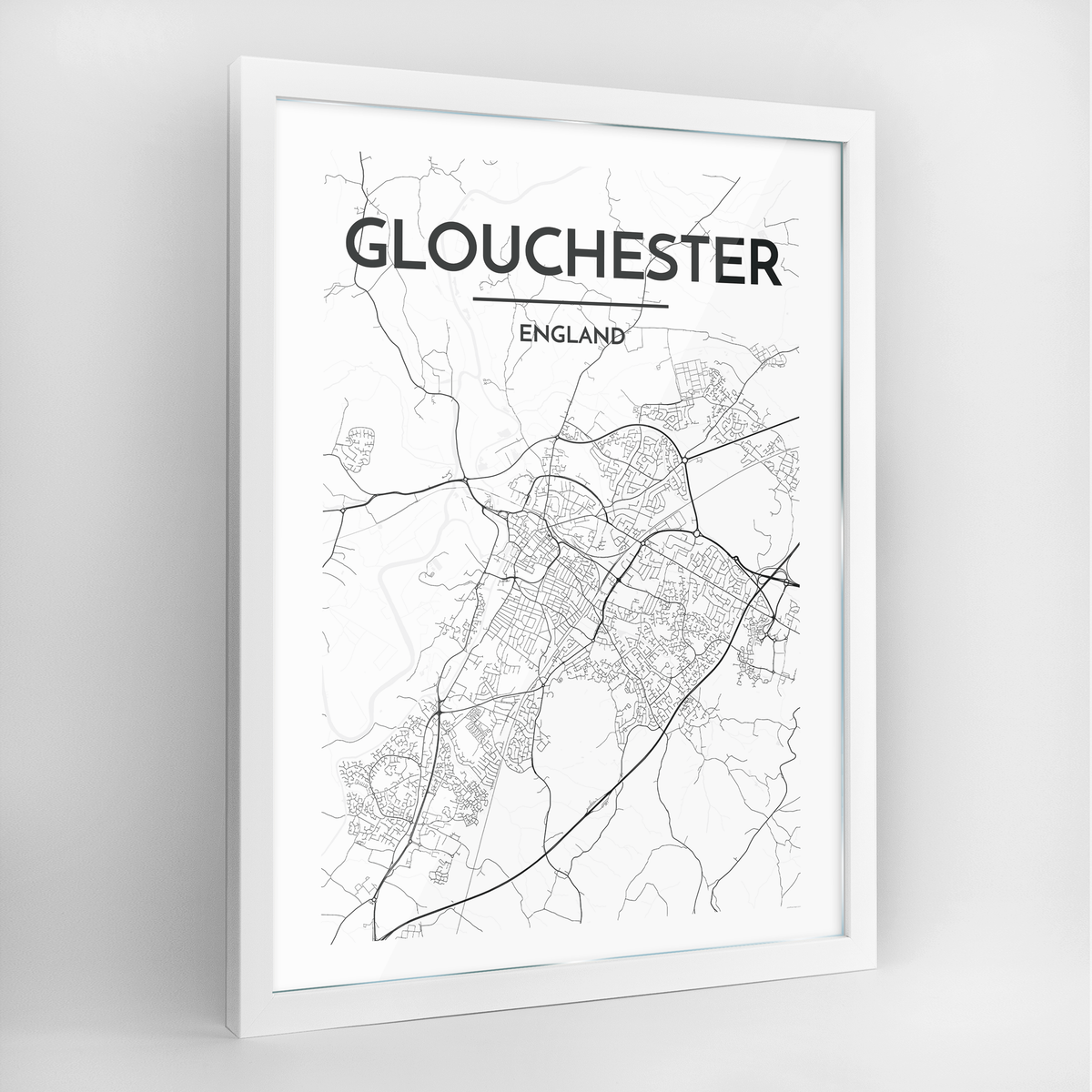 Glouchester Map Art Print - Framed