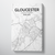 Glouchester City Map Canvas Wrap - Point Two Design - Black & White Print