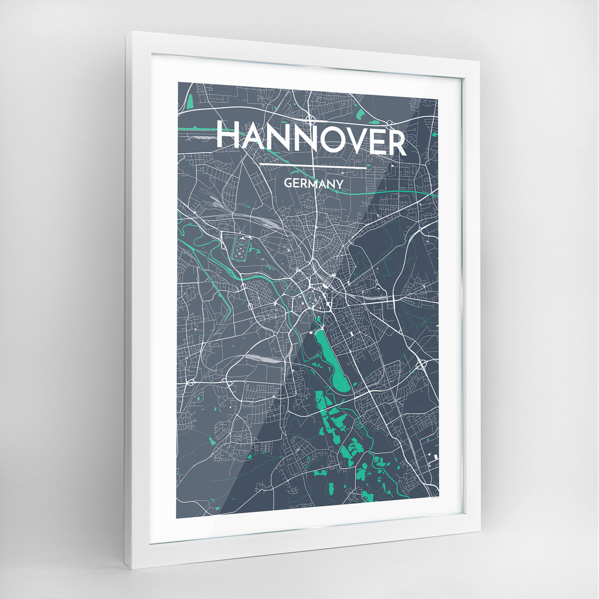 Hannover Map Art Print - Framed