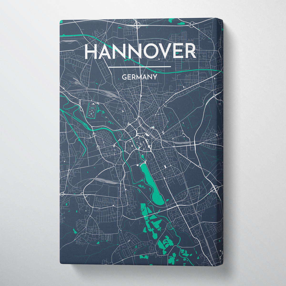 Hannover City Map Canvas Wrap - Point Two Design