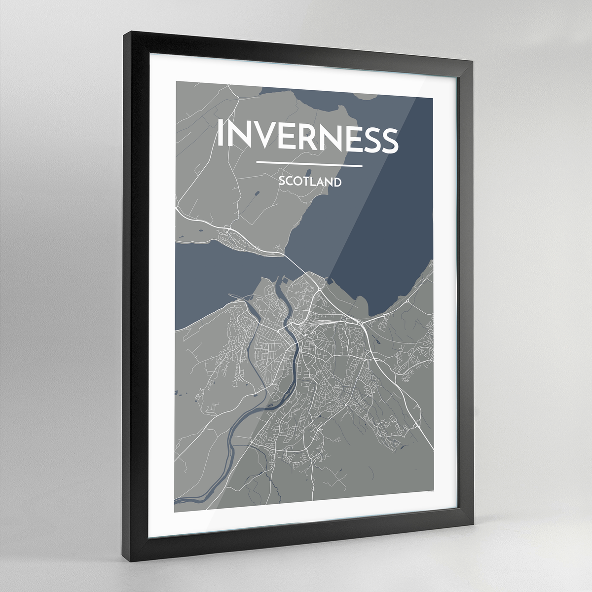 Framed Inverness City Map Art Print - Point Two Design