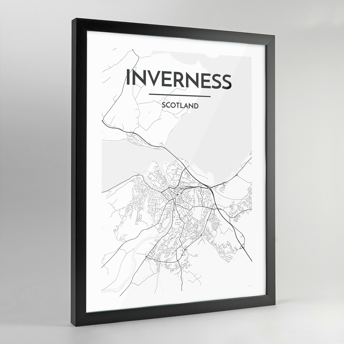 Inverness Map Art Print - Framed