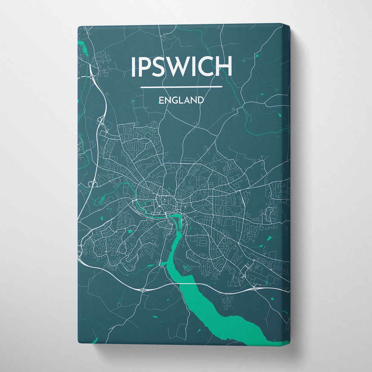 Ipswich Map Art - Canvas Wrap