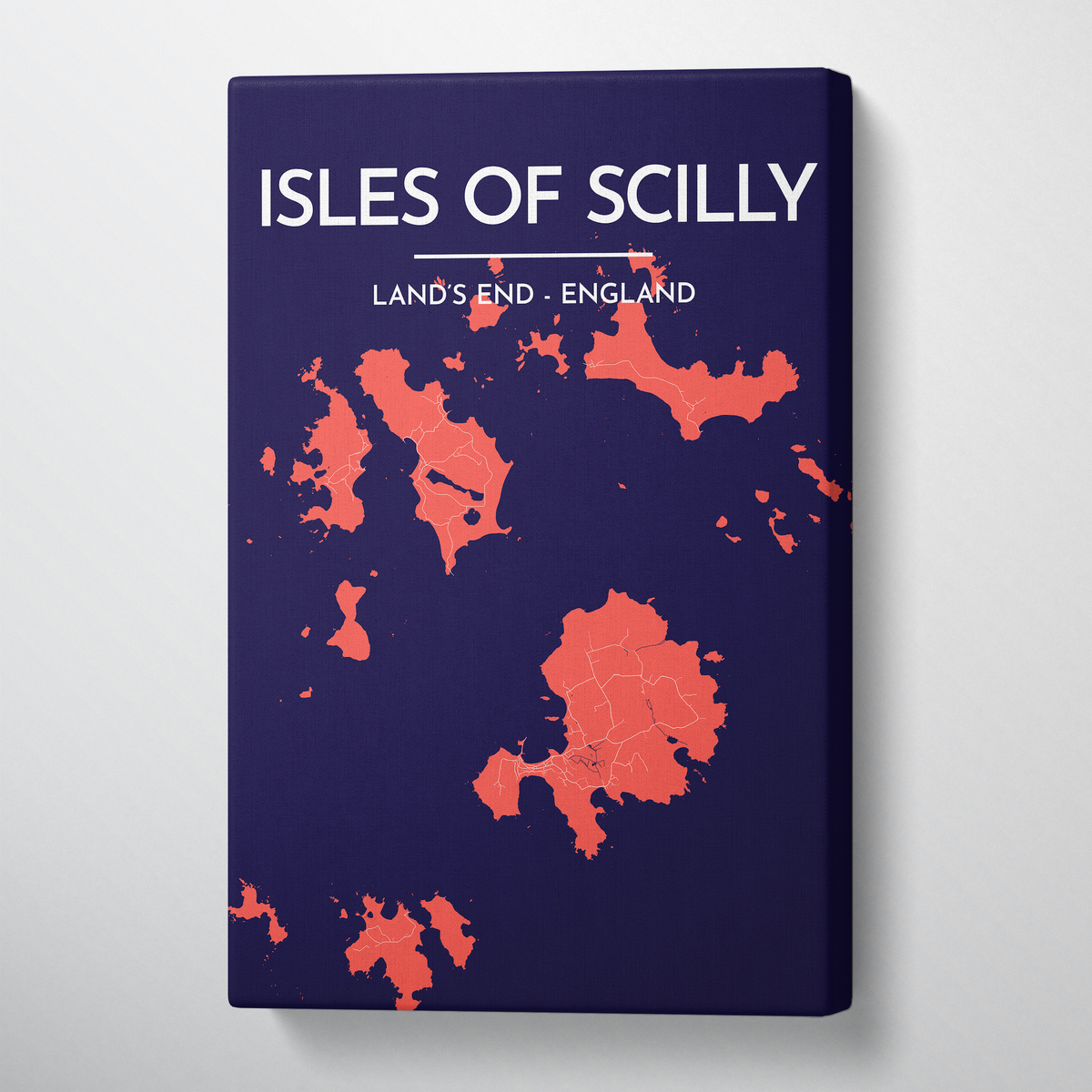 Isles of Scilly City Map Canvas Wrap - Point Two Design