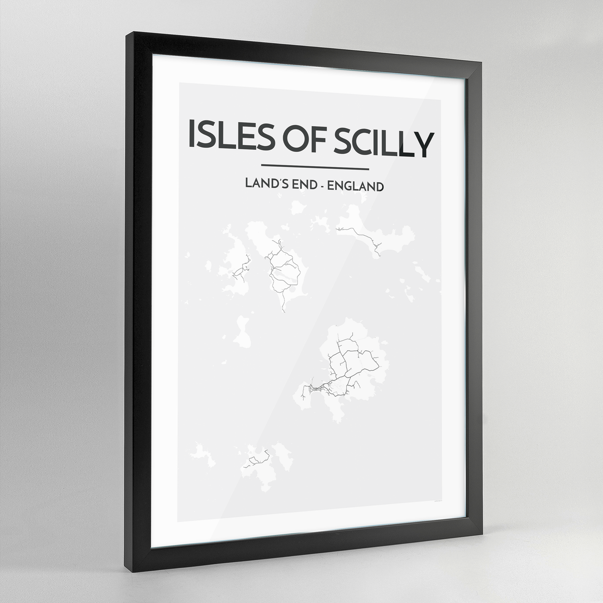 Isles of Scilly Map Art Print - Framed