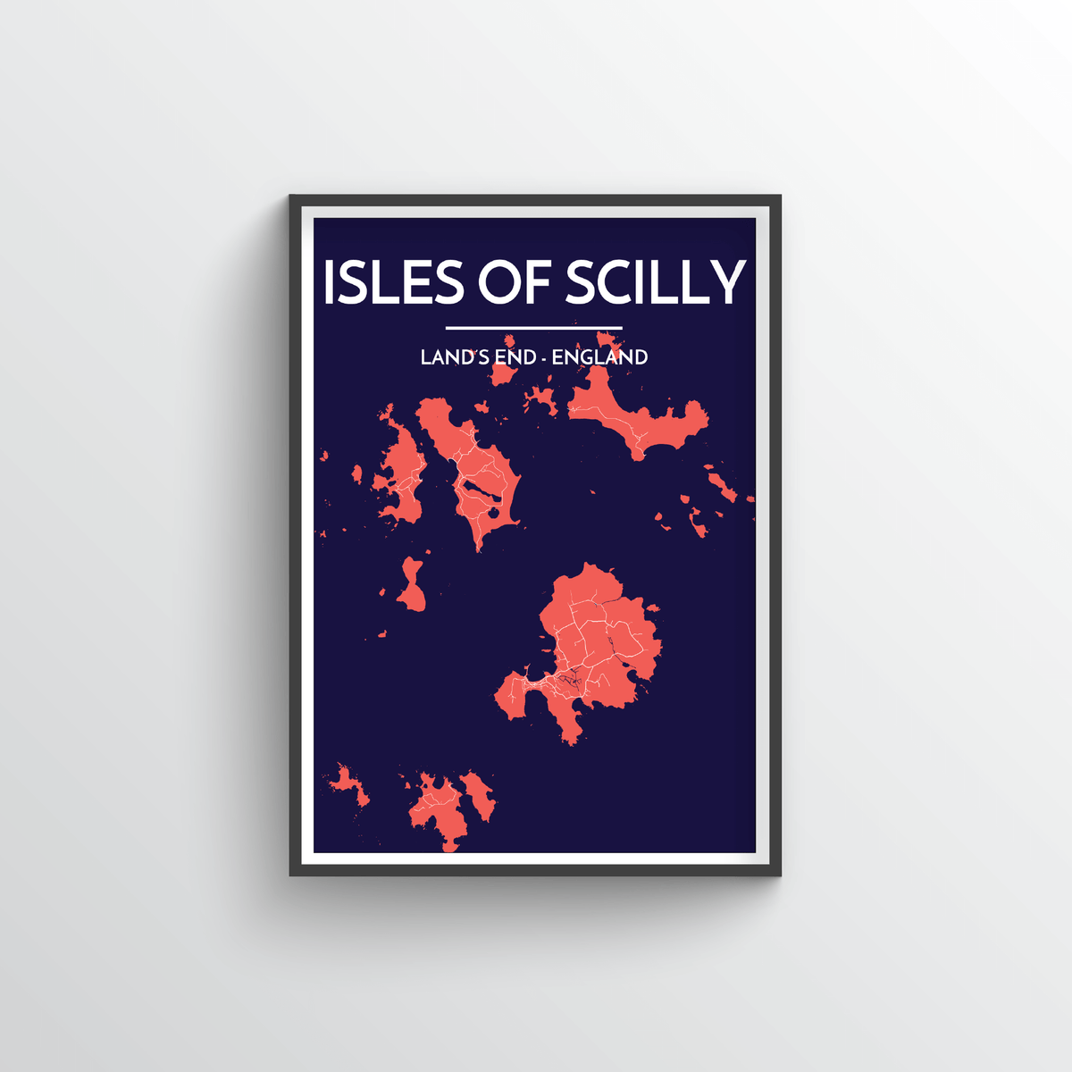 Isles of Scilly Map Art Print