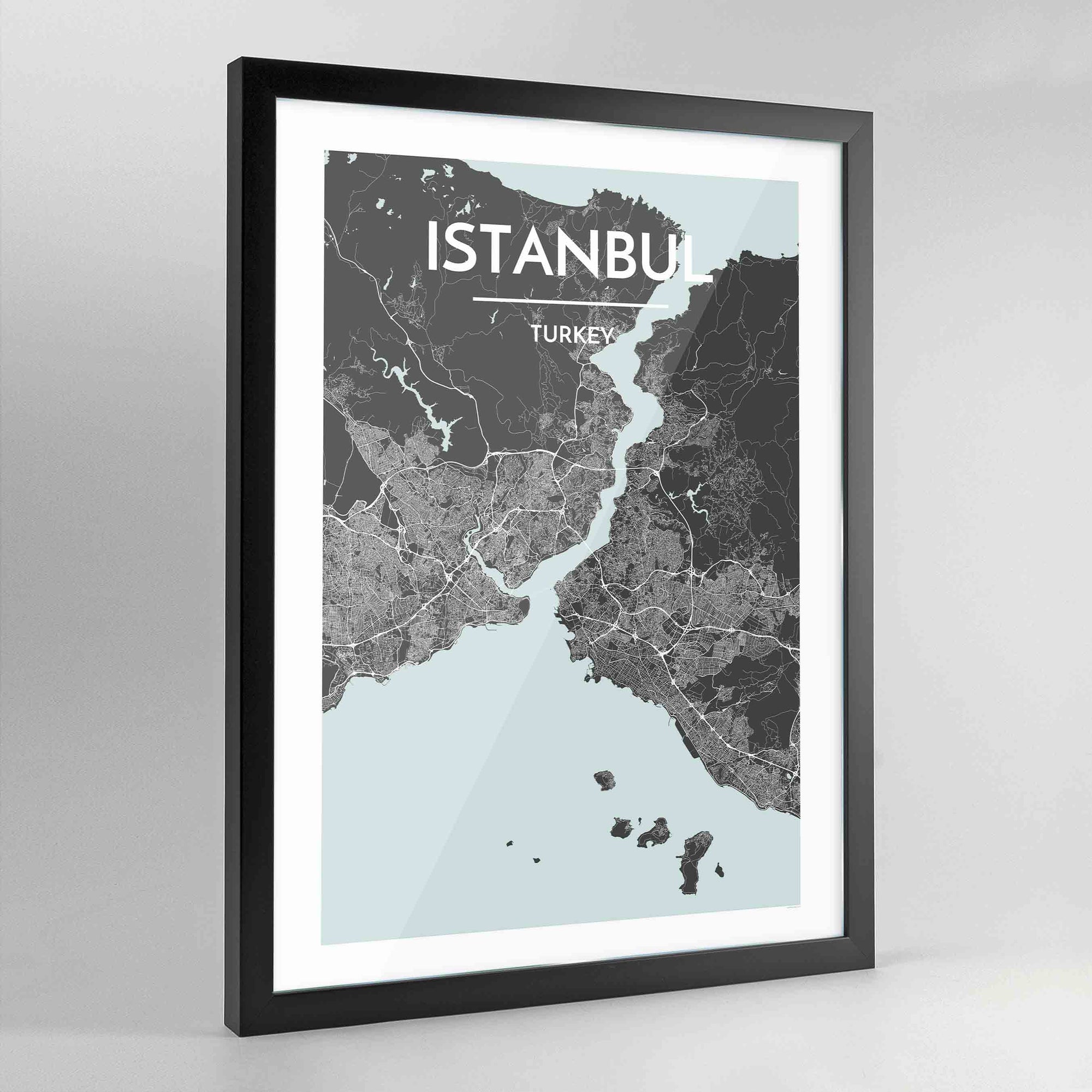 Framed Istanbul City Map Art Print - Point Two Design