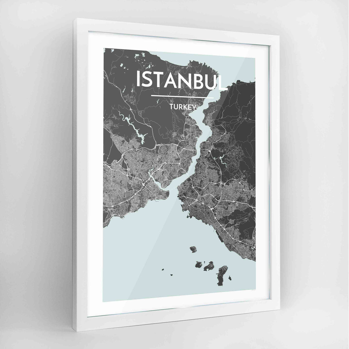 Istanbul Map Art Print - Framed