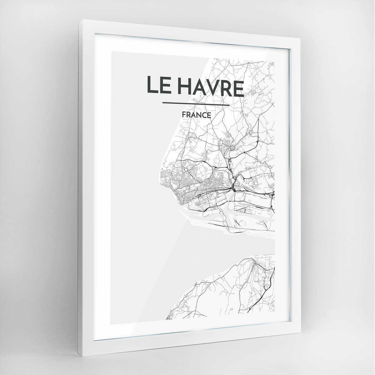 Le Havre Map Art Print - Framed