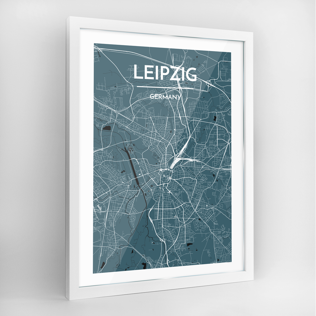 Leipzig Map Art Print - Framed