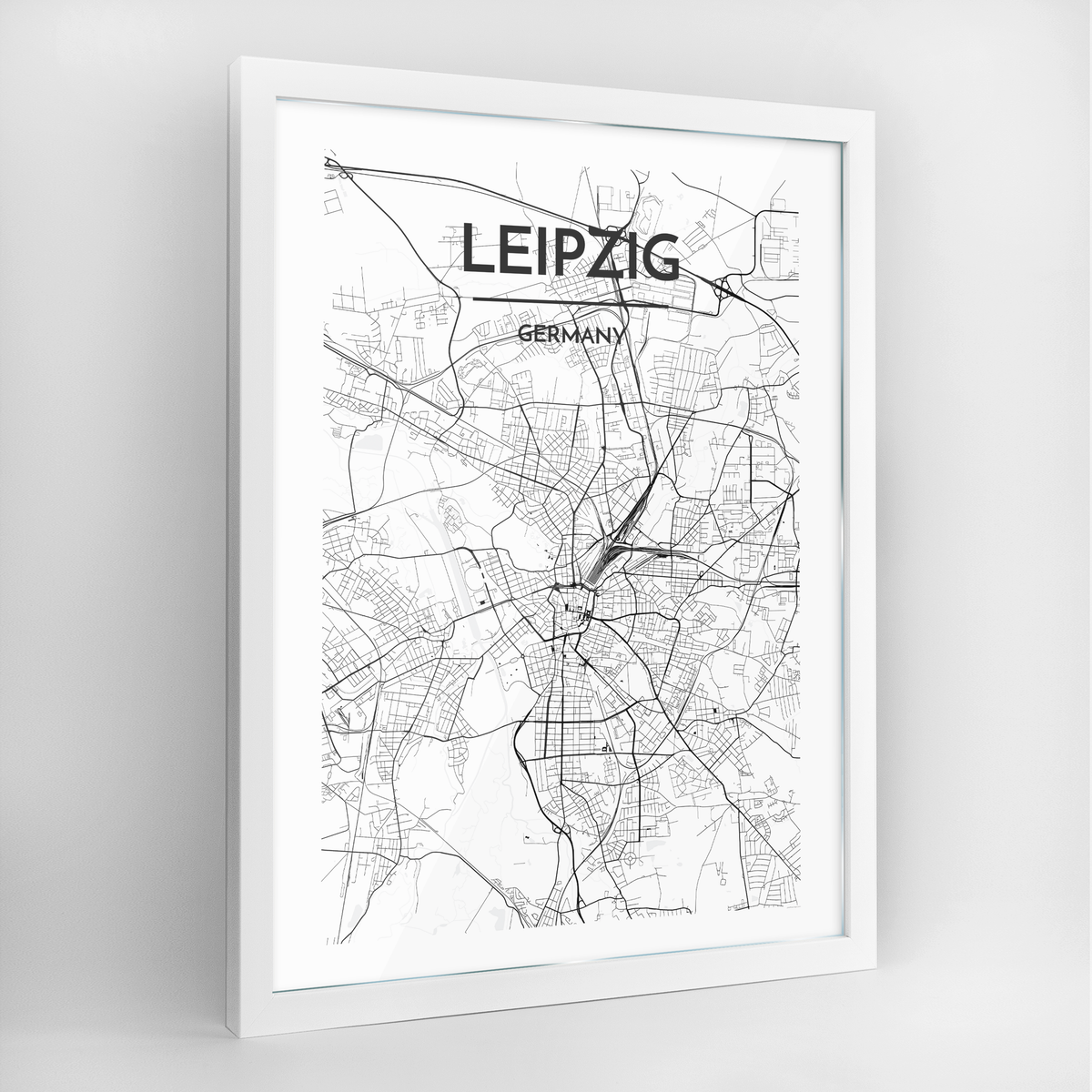 Leipzig Map Art Print - Framed