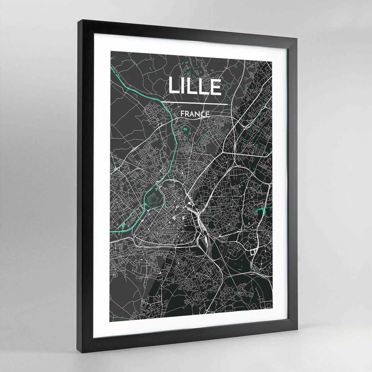 Framed Lille Map Art Print - Point Two Design