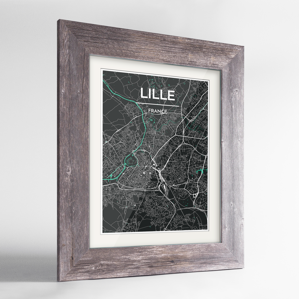 Lille Map Art Print - Framed