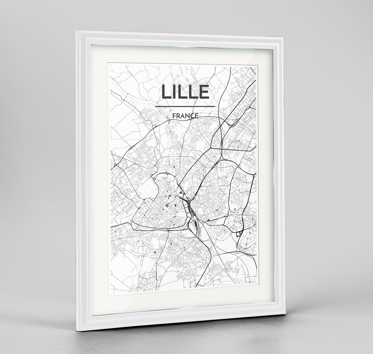 Lille Map Art Print - Framed