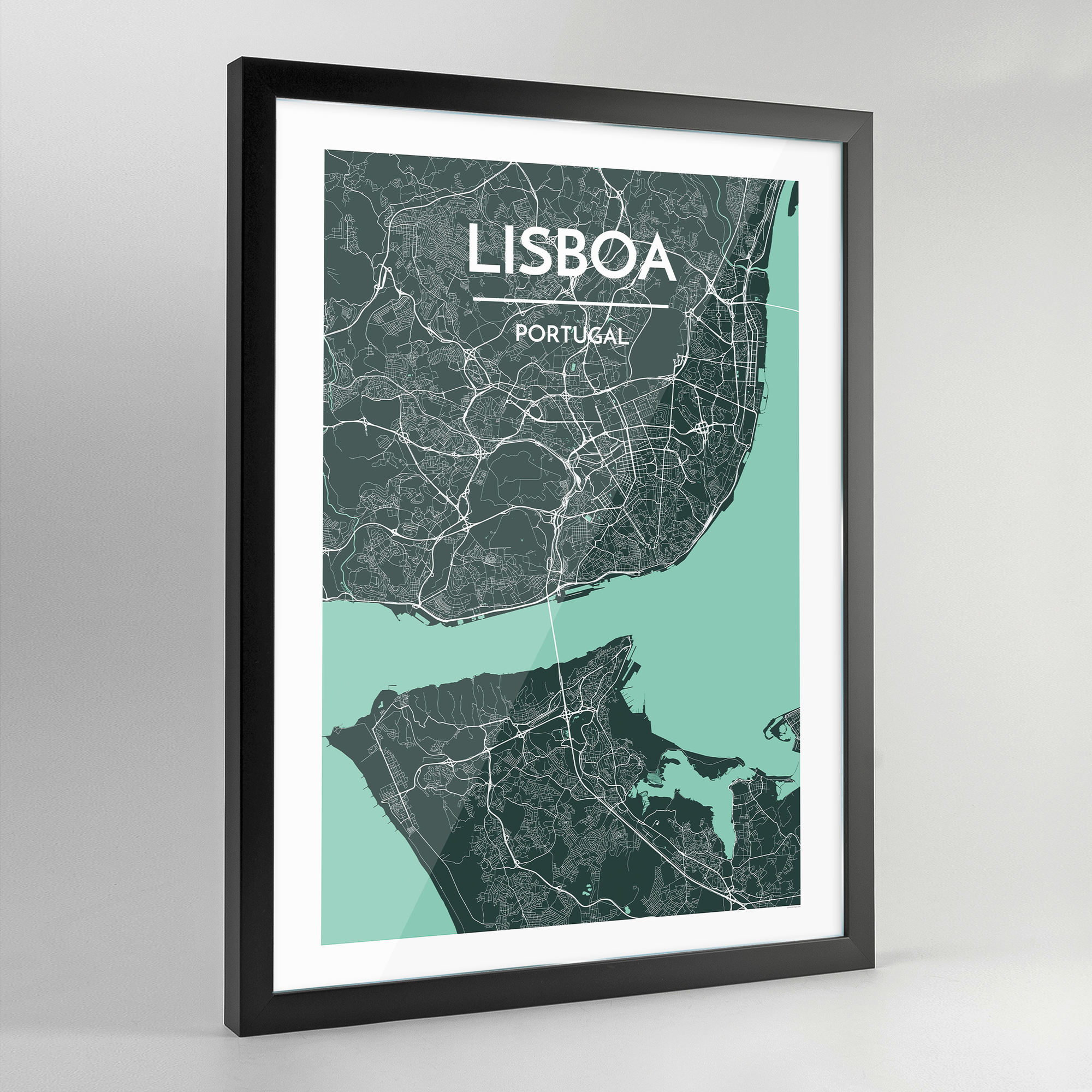 Framed Lisboa City Map Art Print - Point Two Design