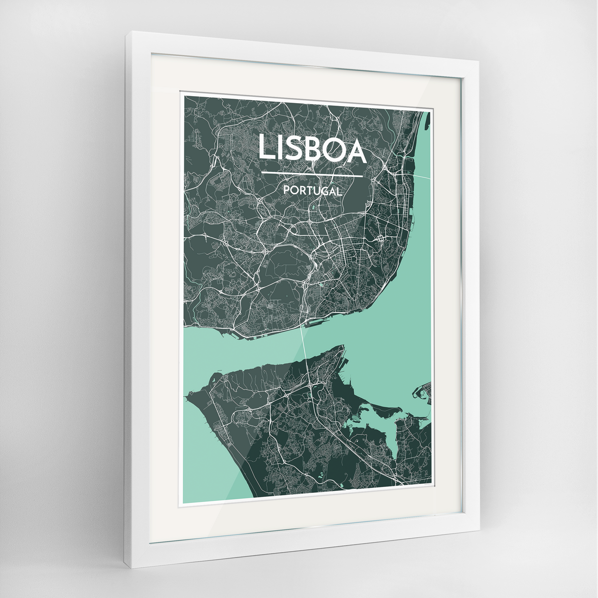 Lisboa Map Art Print - Framed