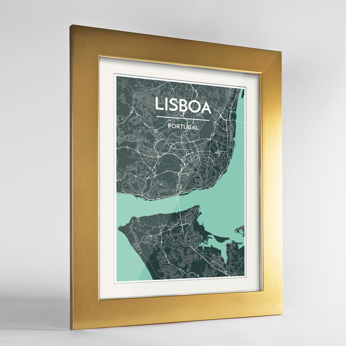 Lisboa Map Art Print - Framed