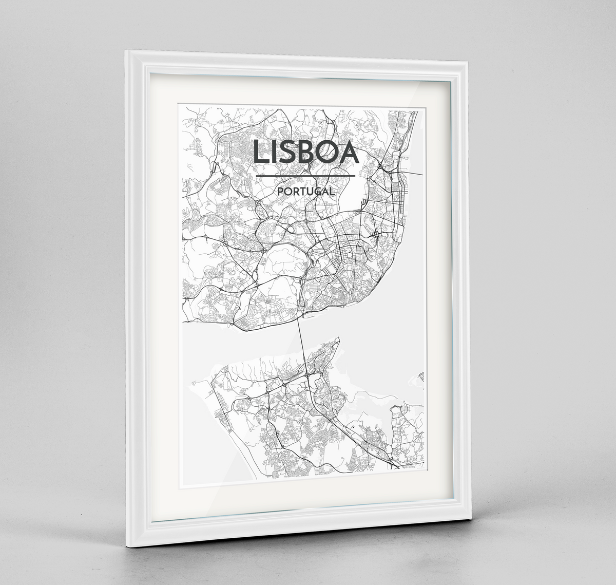 Lisboa Map Art Print - Framed