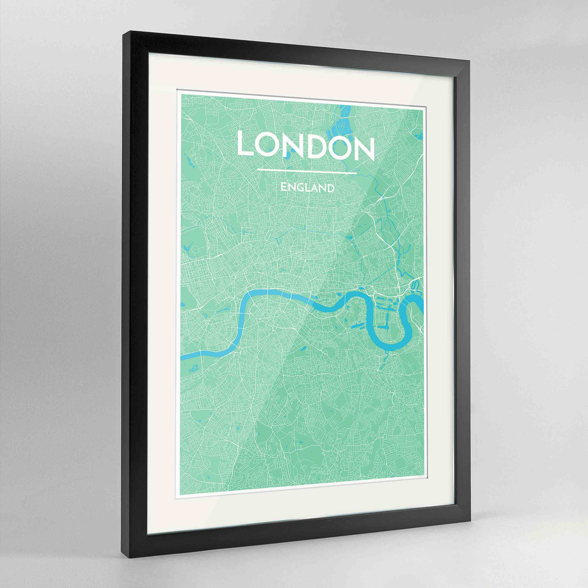 Framed London Map Art Print 24x36&quot; Contemporary Black frame Point Two Design Group