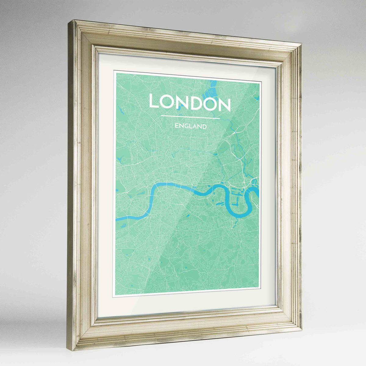 Framed London Map Art Print 24x36&quot; Champagne frame Point Two Design Group
