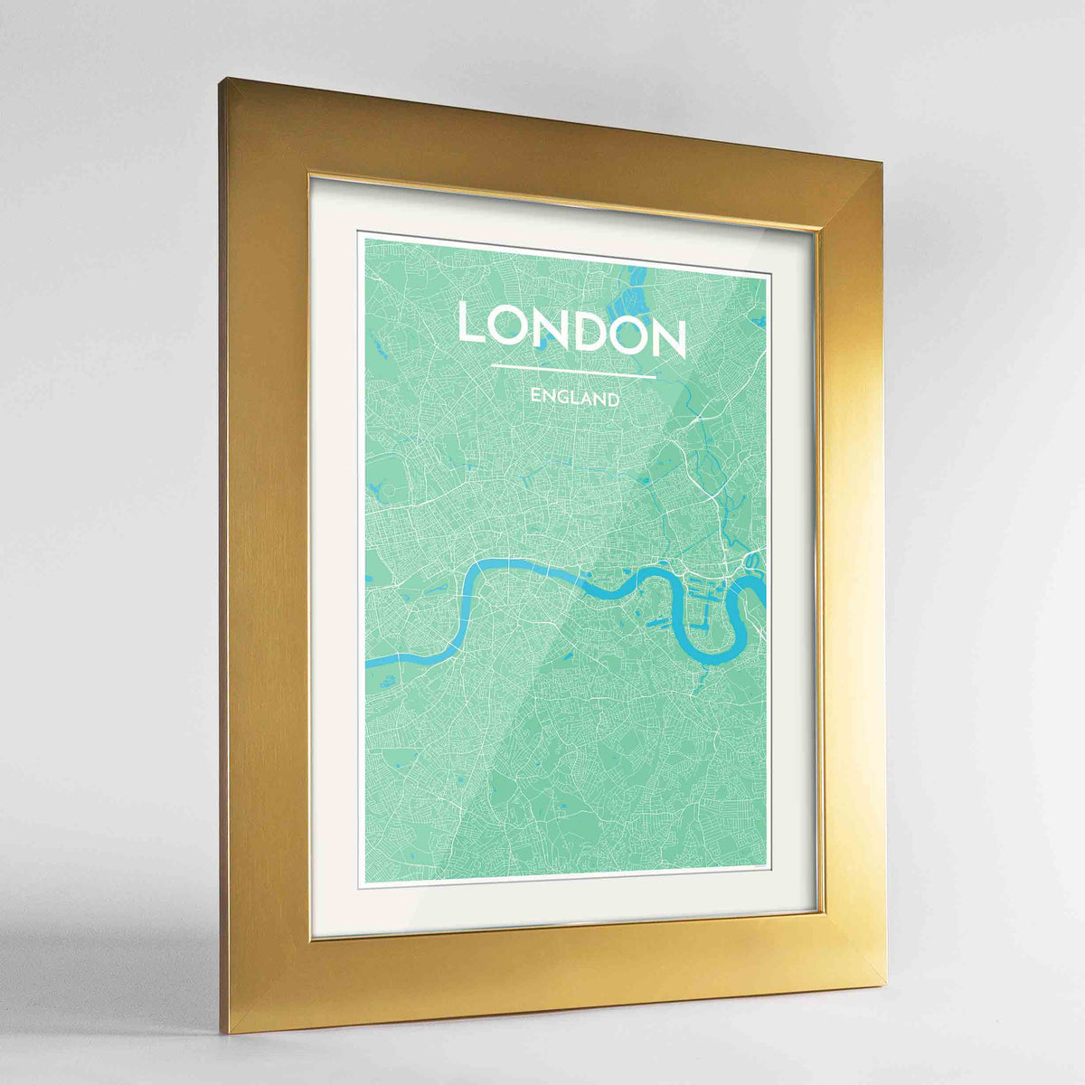 Framed London Map Art Print 24x36&quot; Gold frame Point Two Design Group