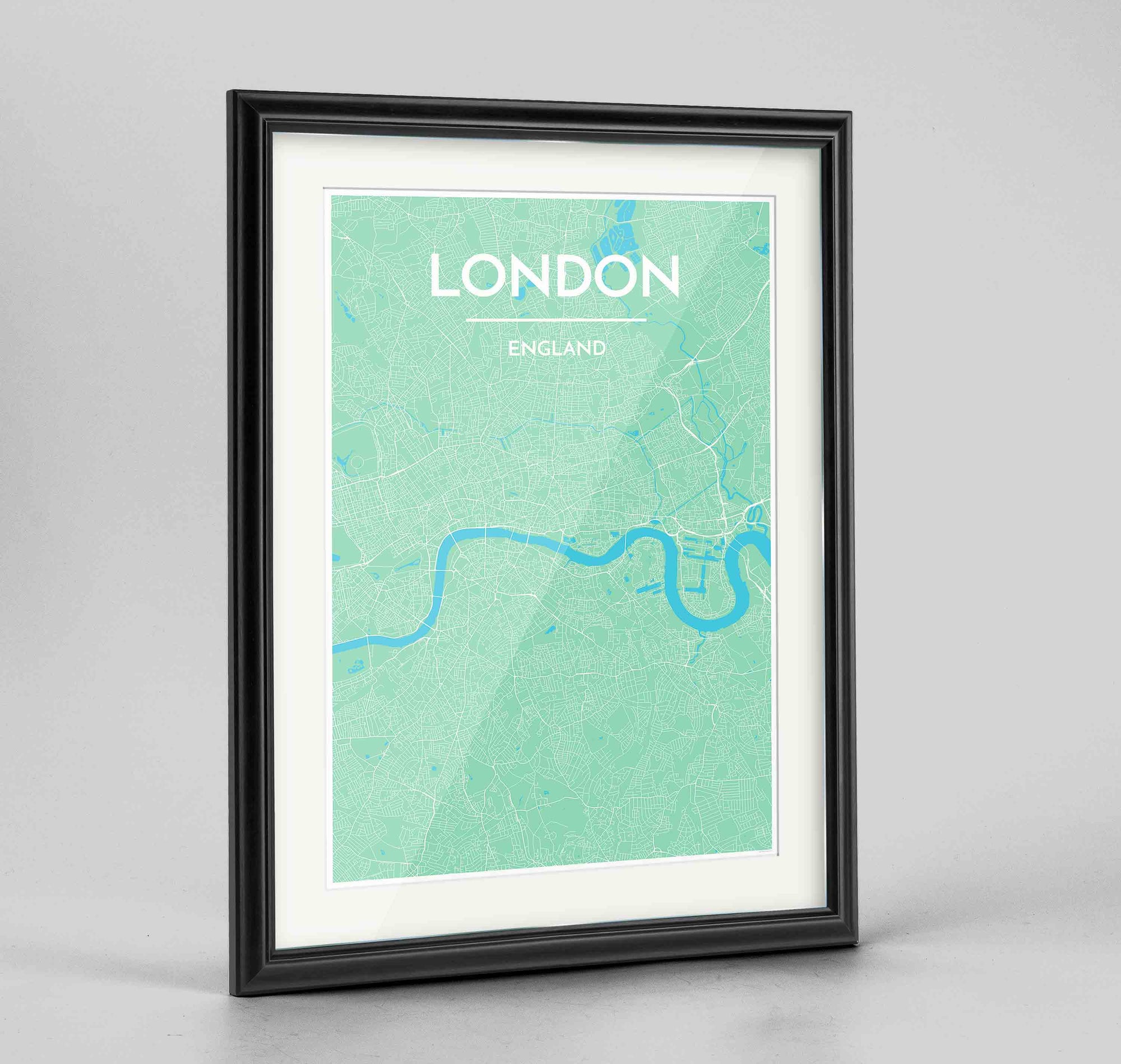 Framed London Map Art Print 24x36" Traditional Black frame Point Two Design Group