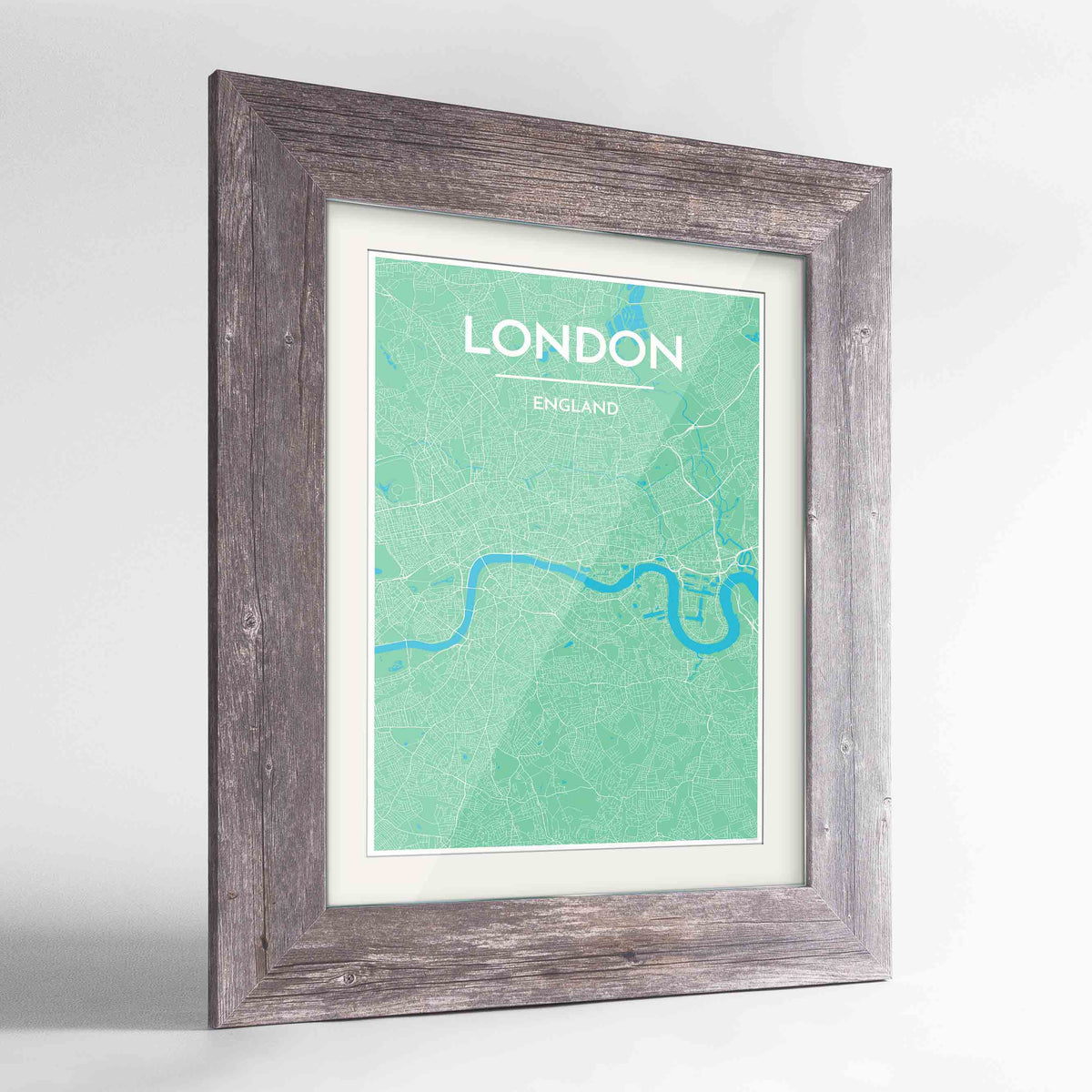 Framed London Map Art Print 24x36&quot; Western Grey frame Point Two Design Group