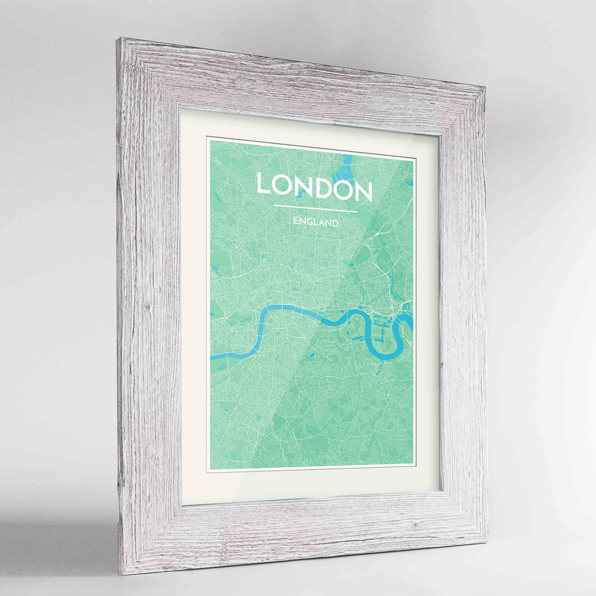 Framed London Map Art Print 24x36&quot; Western White frame Point Two Design Group