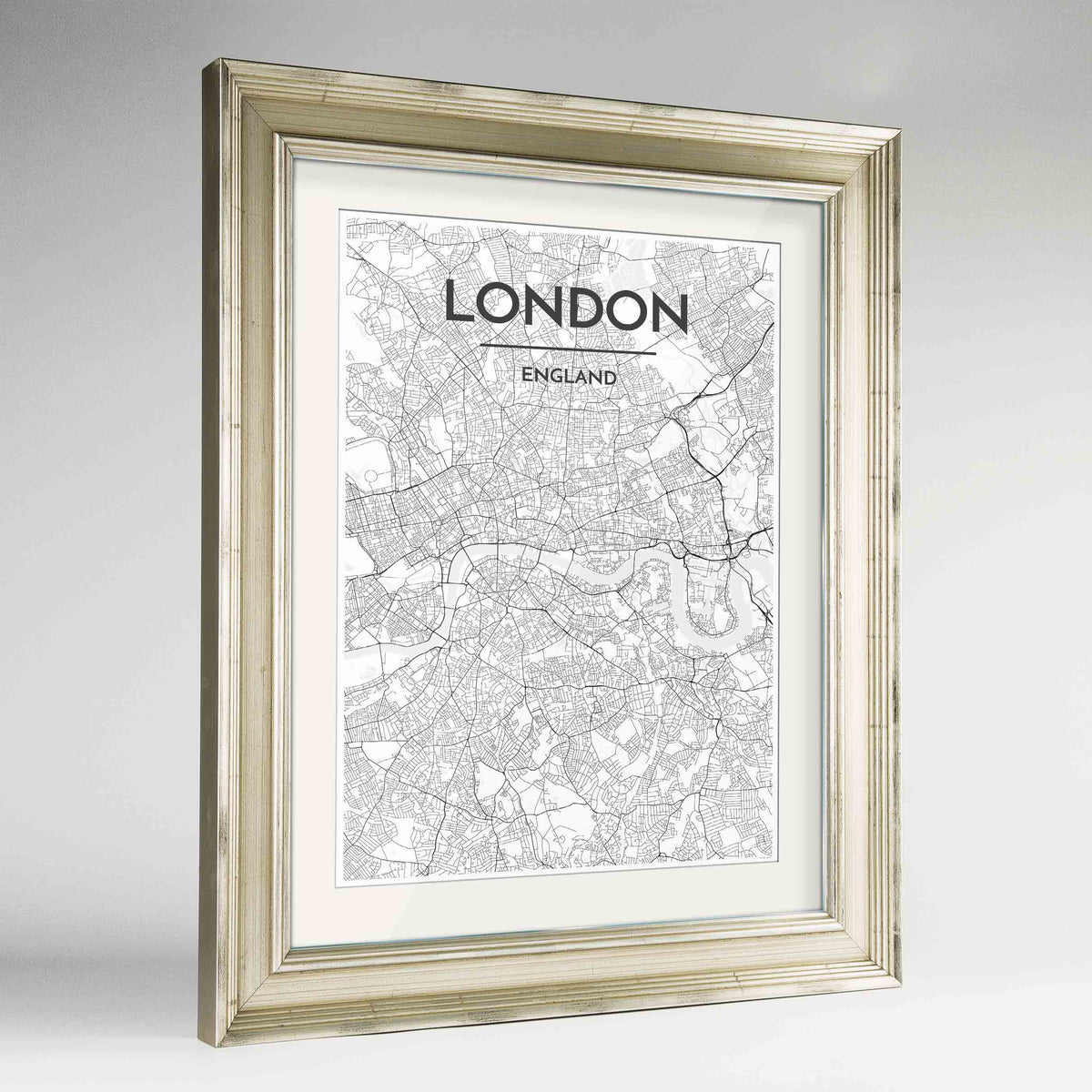 Framed London Map Art Print 24x36&quot; Champagne frame Point Two Design Group
